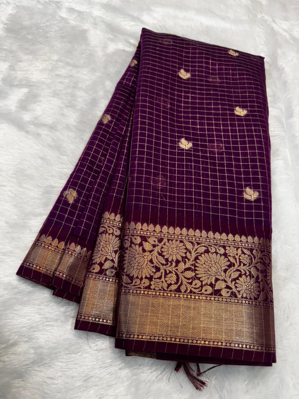 Cotton checks saree