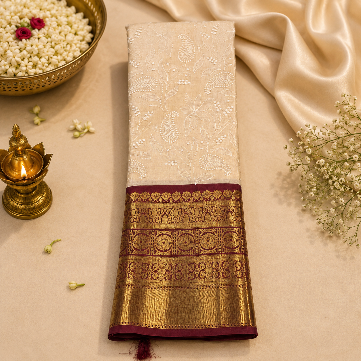 Chikankari tissue saree