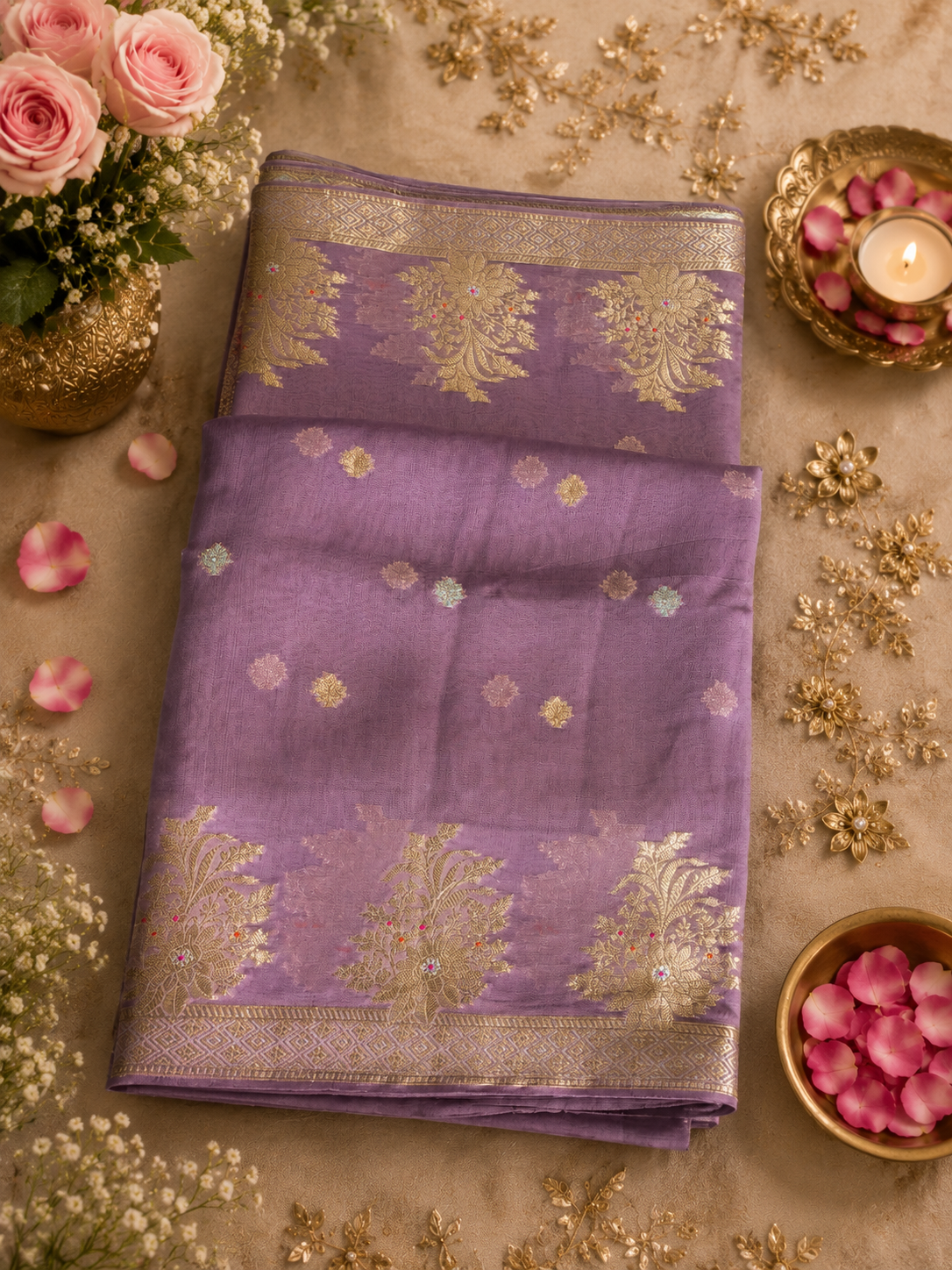 Georgette crep art silk saree