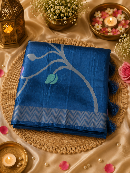Jamdani weaved Paper silk saree