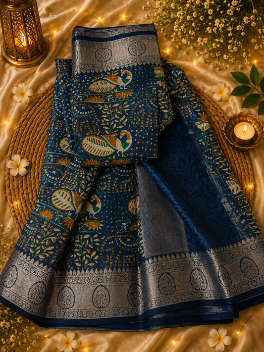 Banarasi weave mul cotton saree