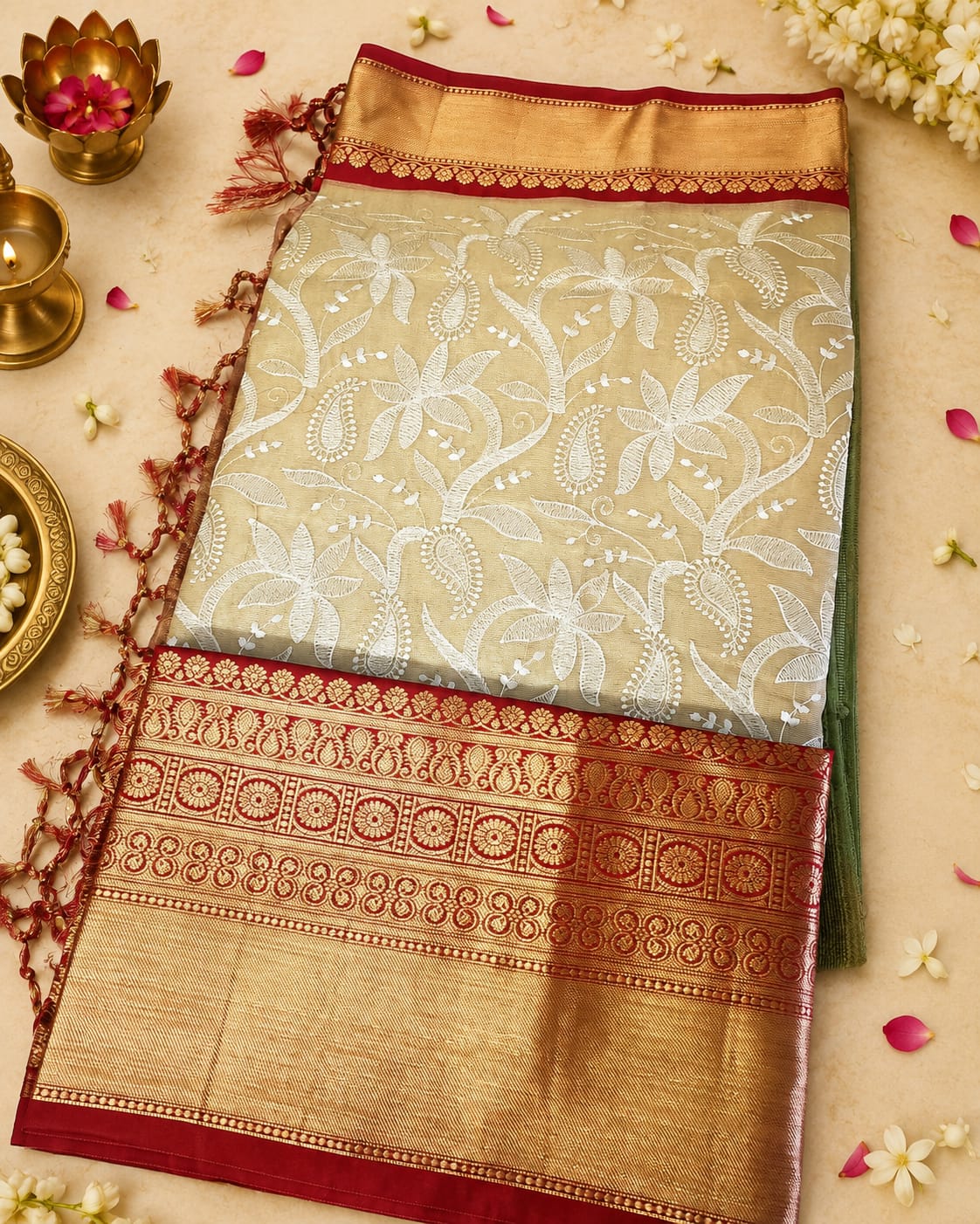 Chikankari tissue saree