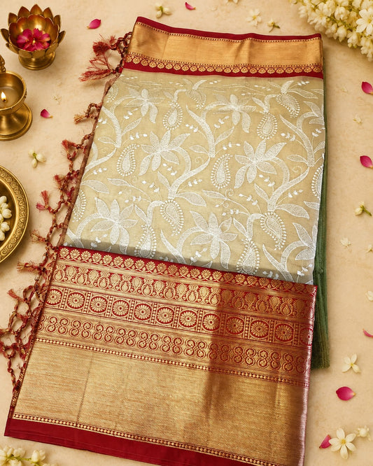 Chikankari tissue saree
