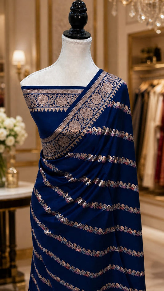 Premium Kathan Silk Royal Blue saree