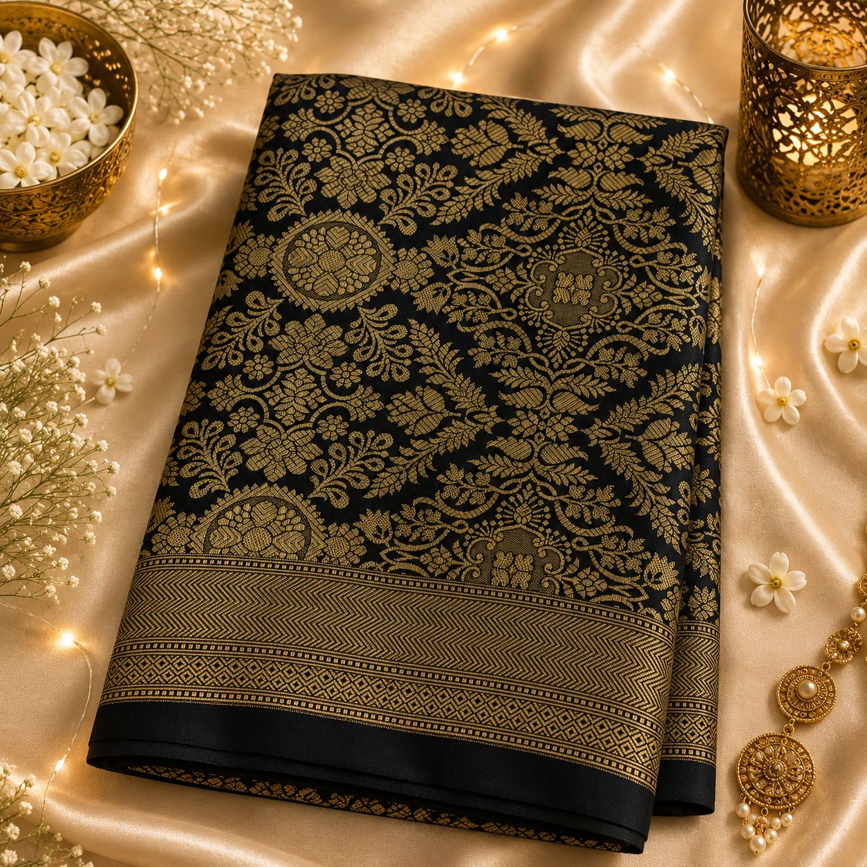 Black Banarasi saree