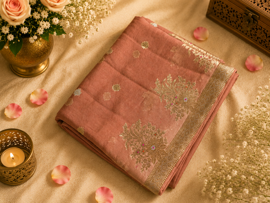 Georgette crep art silk saree
